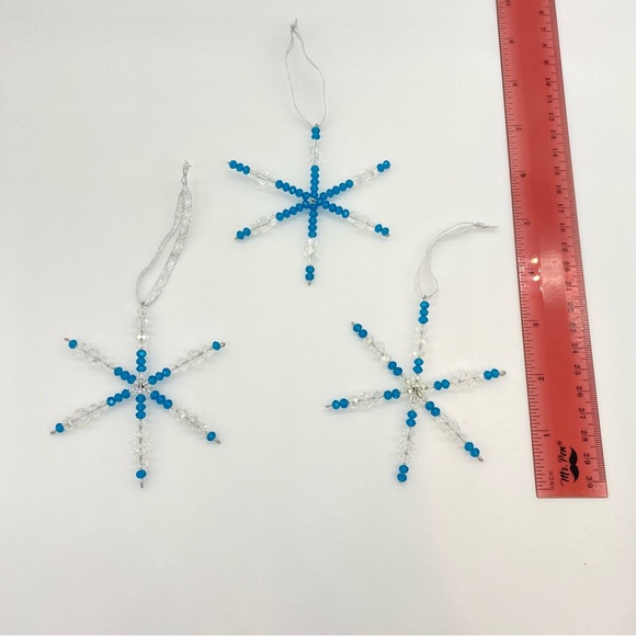 Snowflake Christmas Tree Ornaments Window Charms Set of 3 Handmade - Picture 3 of 3